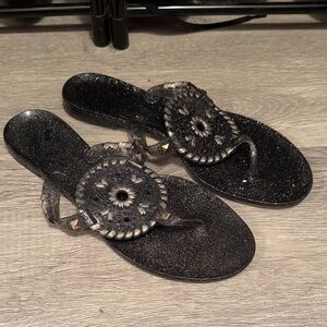 Jack Rogers Black Sparkly Jelly Sandals